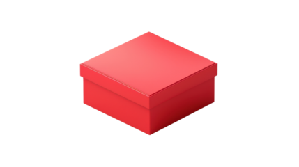 Red blank box mockup on transparent background