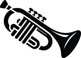 Vector hand drawn illustration of trumpet. Isolated on black. © MDSIAM