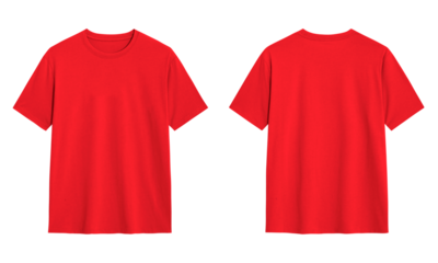 Mock up Red t shirt front and back view, Ready for your mock up design transparent template