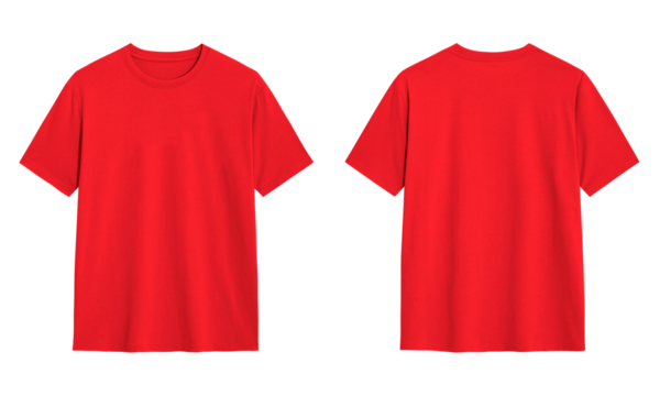 Mock up Red t shirt front and back view, Ready for your mock up design transparent template