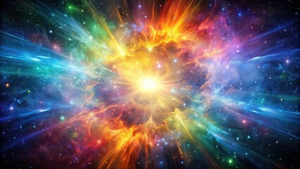 Fototapeta premium of a colorful cosmic explosion in outer space, Big Bang, explosion, universe, galaxies, stars, nebula, energy, creation