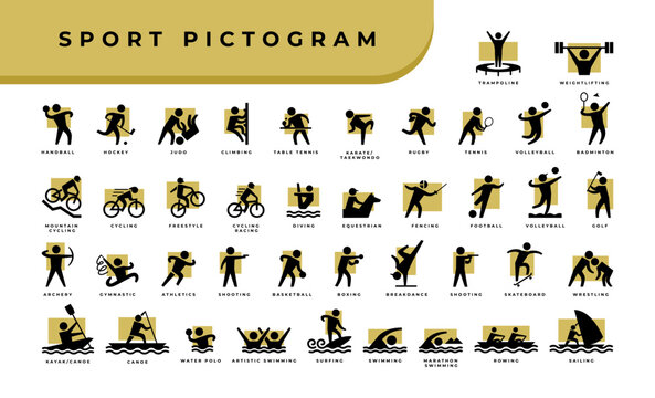 sport icon pictogram set. collection of various sport icon templates.