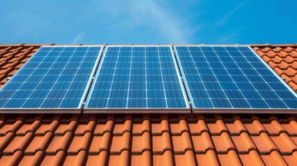 Solar Panels on a Red Tile Roof.