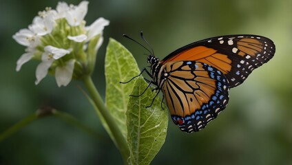 Naklejka premium The transformative symbolism of a butterfly emerging from its chrysalis ai_generated