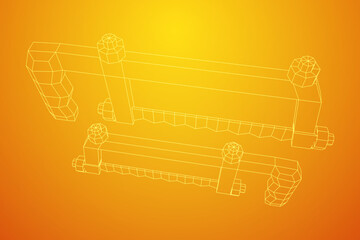 Hacksaw manual or Hand hacksaw. Wireframe low poly mesh vector illustration