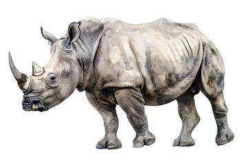 Fototapeta premium rhino isolated on white background, Generative AI