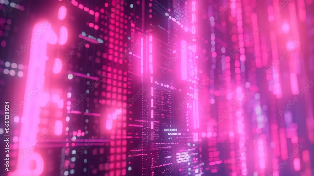 Poster computer screen displaying vibrant colors against a backdrop of encryption code, depict the concept 
