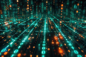 Obraz premium 3D rendering of digital binary code network conveying connectivity