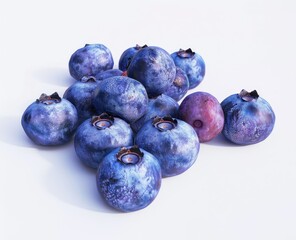 Obraz premium Fresh Blueberries Pile on White Background