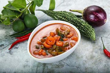 Thai red curry with prawn