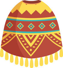 Traditional mexican poncho with colorful pattern and fringes for cinco de mayo celebration