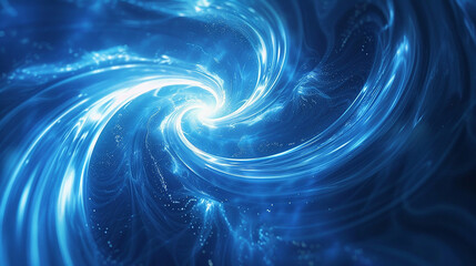 Dynamic blue glowing shiny spiral lines abstract the speed of light