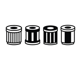 oil filter car engine icon symbol sign vector design black white color simple line illustration collection set