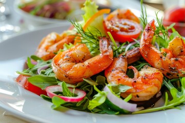 Shrimp Salad with Arugula and Red Onion
