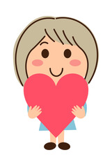 ハートを両手で抱える女子