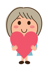 ハートを両手で抱える女子