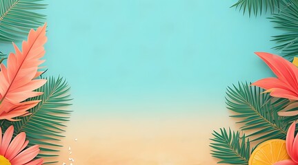 Summer holiday card mockup background with copy space for text. Summertime vacation background