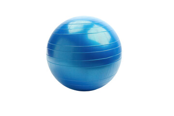 Obraz premium Blue exercise ball isolated on a white background, ideal for fitness, yoga, Pilates, and core workouts. High-quality gym accessory.