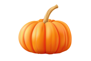 Bright orange pumpkin isolated on white background. Colorful autumn harvest symbol of Halloween and Thanksgiving.