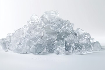 Obraz premium Heap of crushed ice isolated on white background with copy space