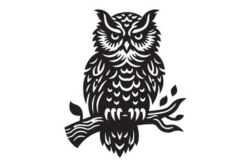 Owl silhouette vector isolated on a white background