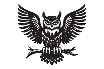 Owl silhouette vector isolated on a white background