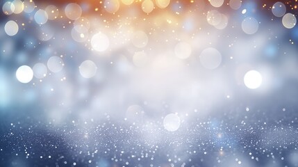 Abstract bokeh effect and shining defocused glitters. Festive gold texture for Christmas, New Year, birthday, celebration, greeting, victory, success, magic party.