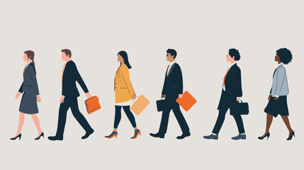 Businesspeople Walking with Personal Goals for Career Development and Job Evaluation