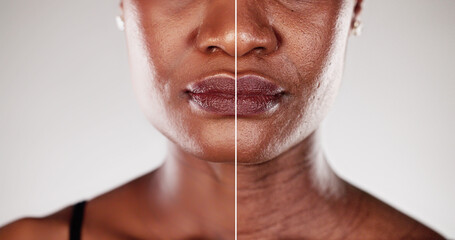 Transformation of a black woman's skin before
