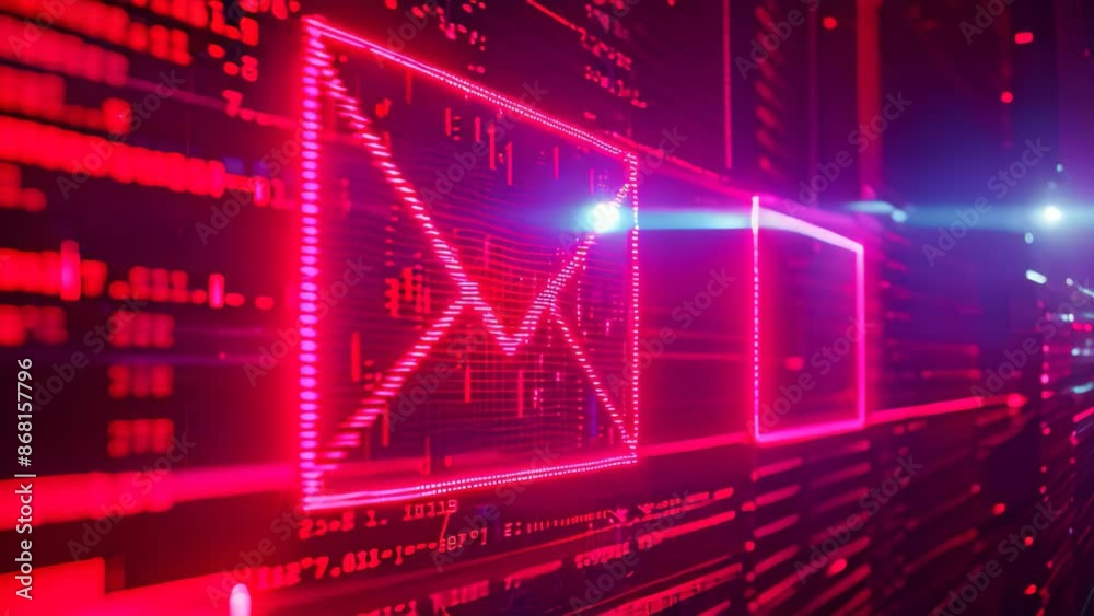 Aufkleber a computer screen displaying a red envelope, representing an email security warning about detected m