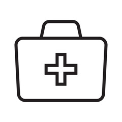 First aid box icon, medical briefcase icon.