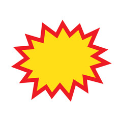 Blank sale tags. Ribbon sale banners. Red and yellow starburst stickers. Pop art funny bang bubble on white background. Cartoon comic style.