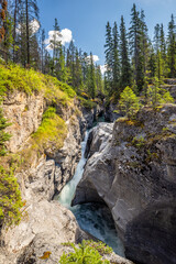 Maligne Canyon in Jasper National Park is constantly being eroded by the churning and swirling of the water from the Maligne River.