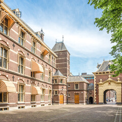 At the Courtyard of Binnenhof building in the streets of Hague - Netherlands