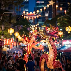 Fototapeta premium Hosting a lively and inclusive Lunar New Year street festival for the community
