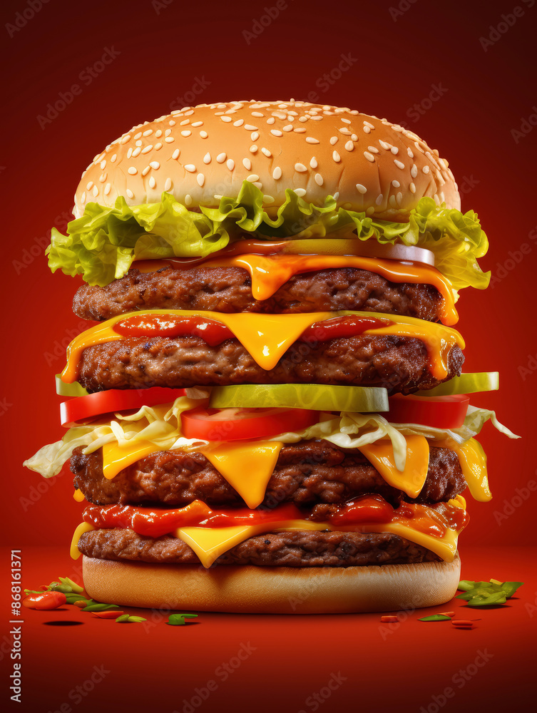 Wall mural hamburger poster, advertising photo