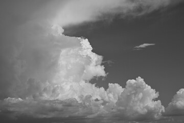 black and white image, buautiful sky with cloud in rainy day