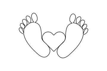 Foot sole continuous one line drawing of isolated outline vector art illustration