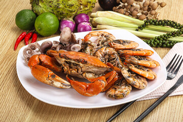 Luxury seafood mix - crab, prawn, octopus