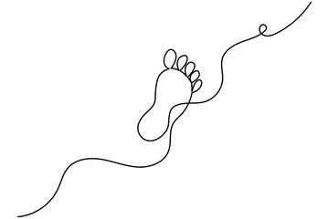 Foot sole continuous one line drawing of isolated outline vector art illustration