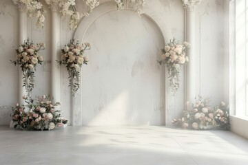 Elegant Floral Archway in a White Room