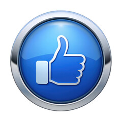 Fototapeta premium Blue like thumb up button isolated on transparent background