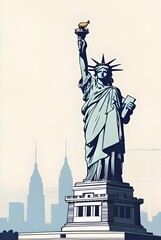 Obraz premium liberty stature artistic minimalist illustration with copy space for united states independence celebration