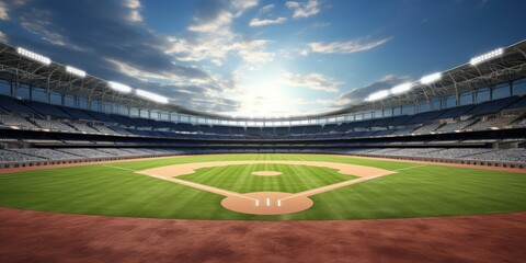 Obraz premium Baseball Stadium Under Sunny Sky