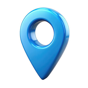 Blue location icon 3d isolated on transparent background