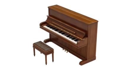 Piano on transparent background