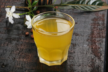 Homemade Kombucha drink in the glass