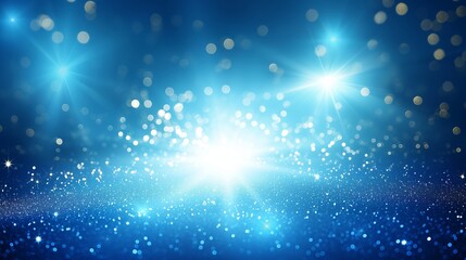 Naklejka premium Abstract blue background with defocused glittering lights and blurred circles