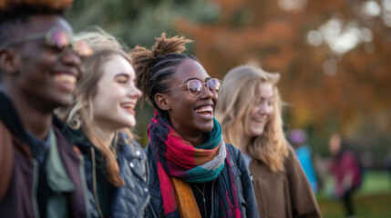 Group of multiracial and LGBTQ friends laughing together