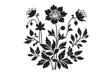 Flower silhouette vector isolated on a white background 